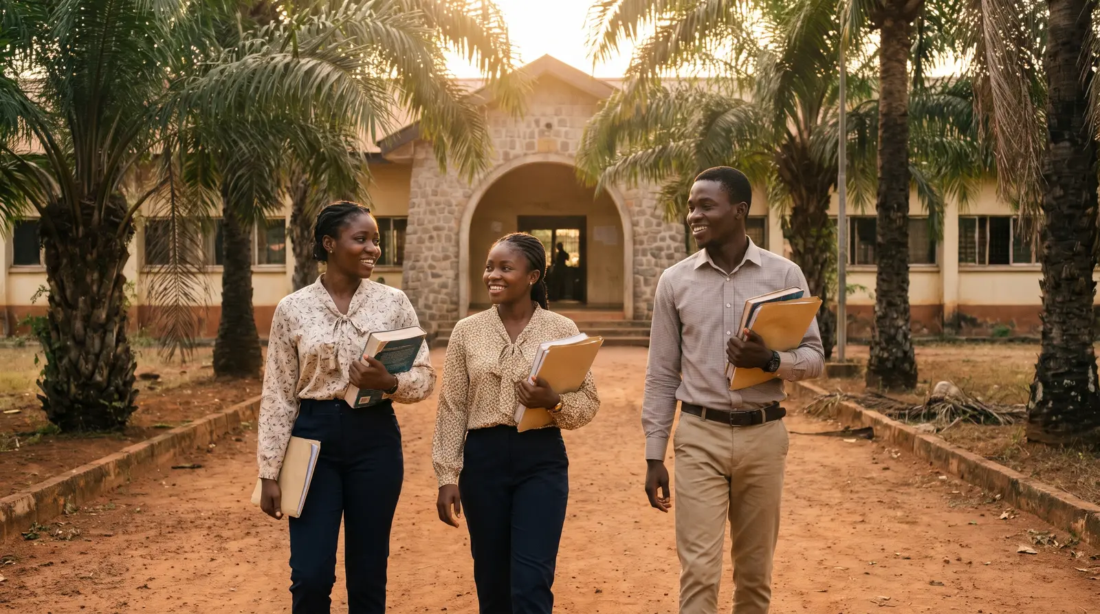 Students leaving a university building